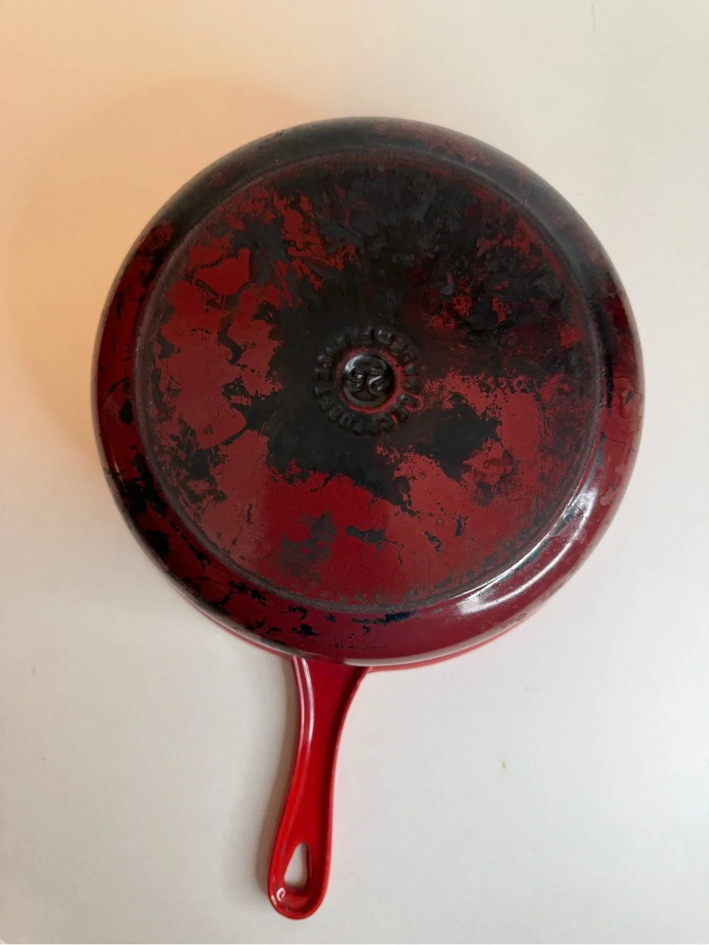 Le Creuset Red Enameled Cookware Pan with Cream Interior - Classic Skillet